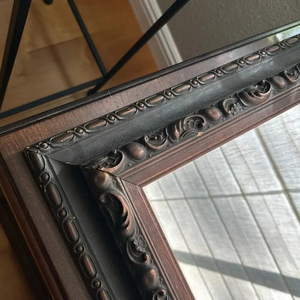 Vintage Turner wall accessories carved famed wood mirror MCM